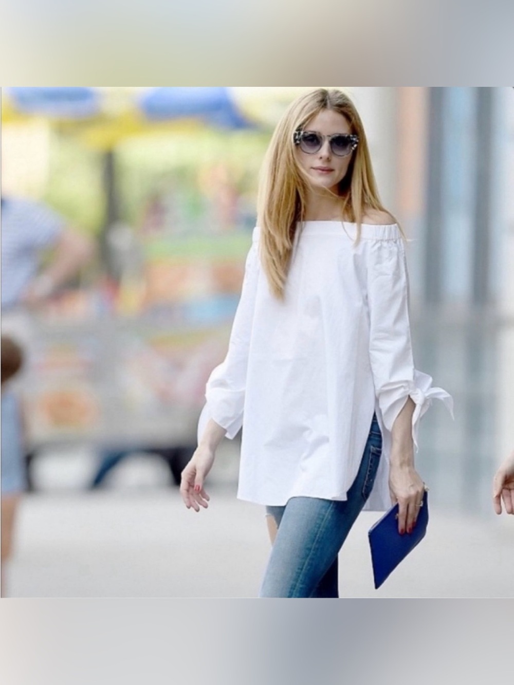 Tibi Off The Shoulder White Top Blouse Cotton Long Sleeve Sz 4 - Picture 4 of 12